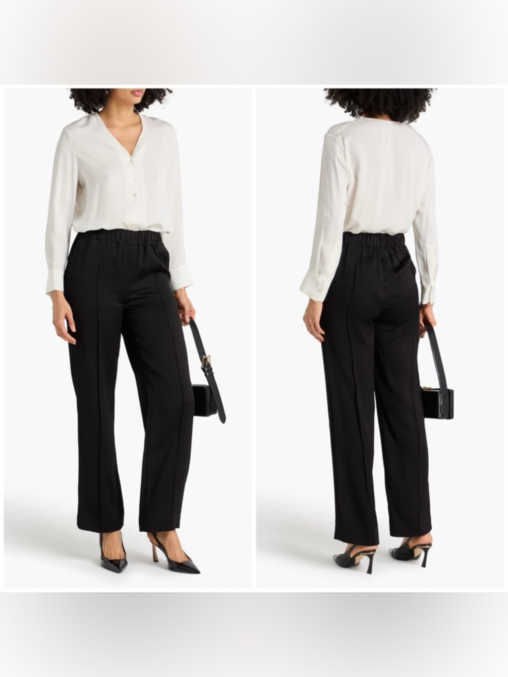 Another Tomorrow Satin Straight Leg Pants